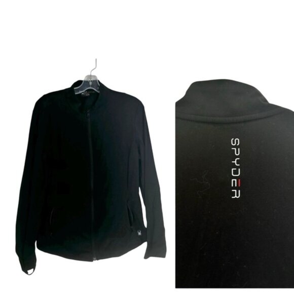 Spyder Active Full Zip Logo Jacket Pockets Stretch Thumbholes Lightweight XL - Picture 1 of 16